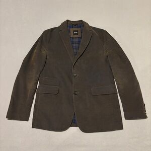 Hugo Boss Blazer Jacket Mens EU 52 XL Brown Preppy Elbow Patches Professional